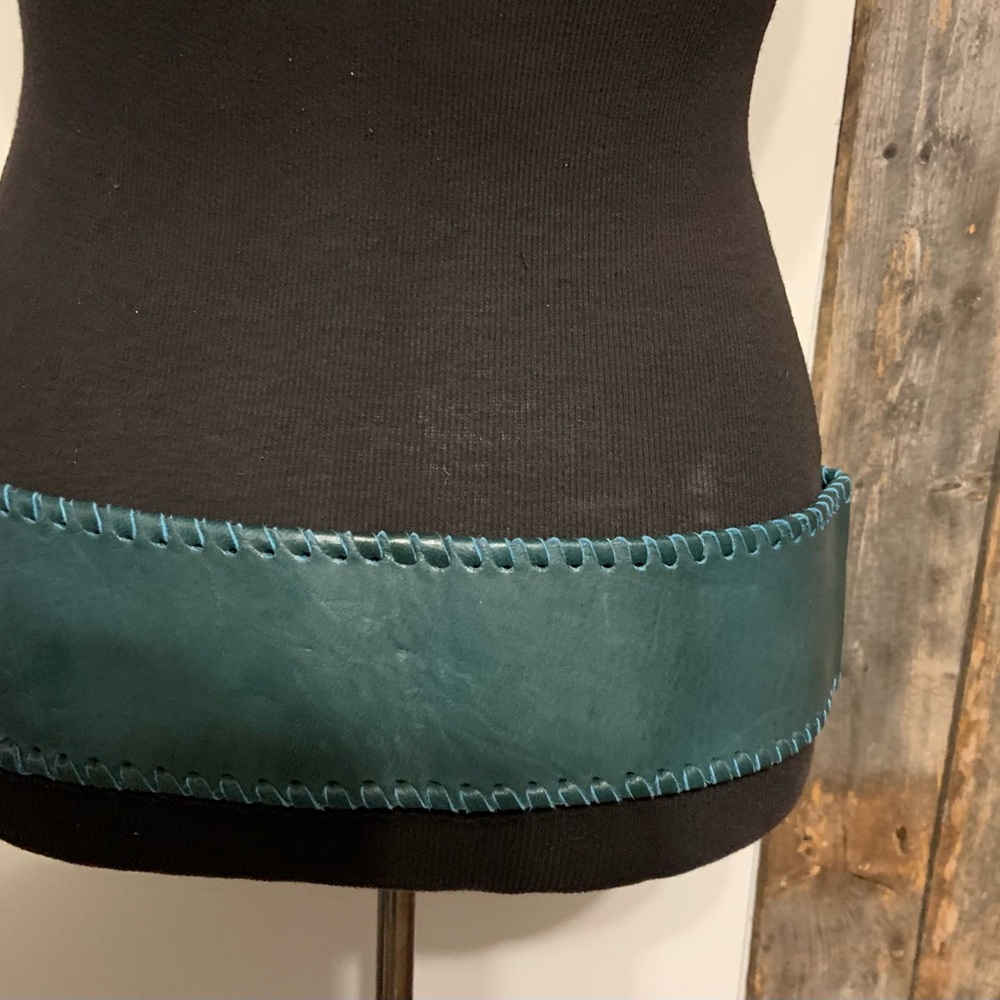 Chic Teal Belt with Brass Buckle - Picture 7 of 8